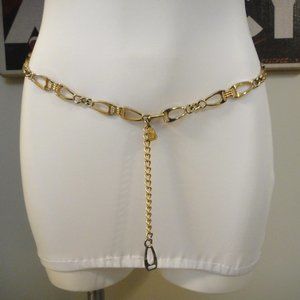 Designer Morris Moskowitz MM Two Tone Chain Belt With Signed Logo Vintage Morris Moskowitz Chain Belt, Two Tone Gold & Silver  main image 2